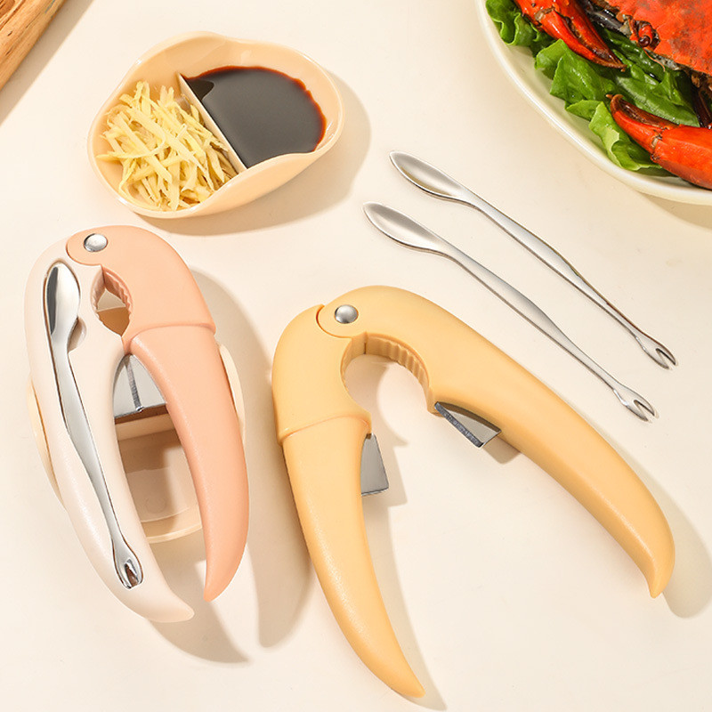 กินเครื่องมือปูชุดสามชิ้น 304 Crab Fork Hairy Crab Removal Utensils Peeling Crab Scissors Handy Tool