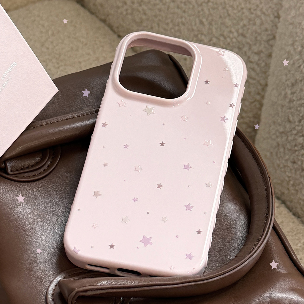 หุ้มด้วยดาวสีชมพูและสีน้ําตาลเคสโทรศัพท์ป้องกัน กราฟฟิตี้ เหมาะสําหรับ ทีพียู สําหรับ ไอโฟน12 13 14 15 16 17มือโปร สูงสุด