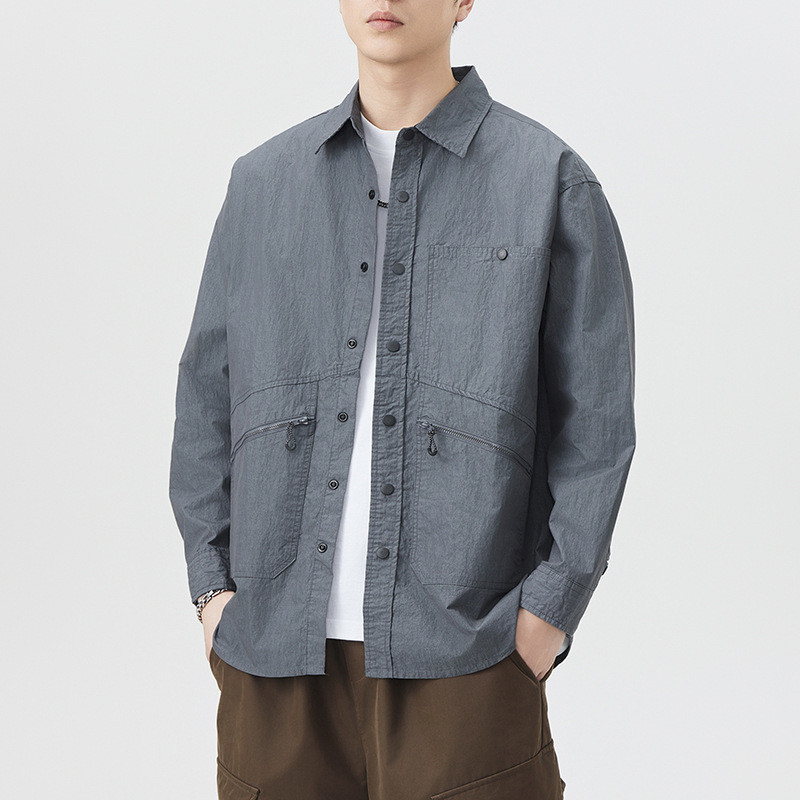 T9002 Mountain Series กลางแจ้งสไตล์อเมริกันอินเทรนด์เสื้อแขนยาวผู้ชายญี่ปุ่นย้อนยุคหลายกระเป๋าเสื้อห