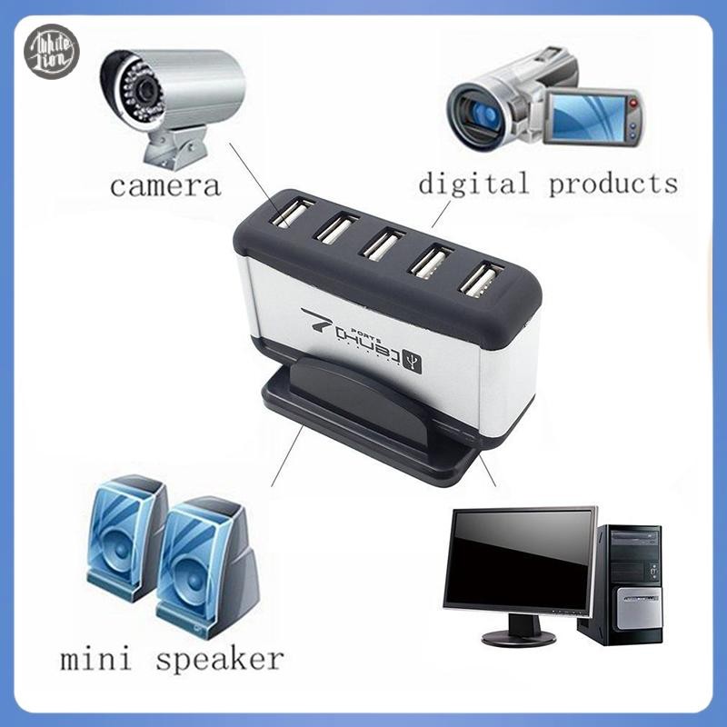 WL| USB 7-Port HUB ขับเคลื่อนด้วยสายเคเบิลอะแดปเตอร์ AC ปลั๊ก EU/US ความเร็วสูงสําหรับแล็ปท็อปพีซีให