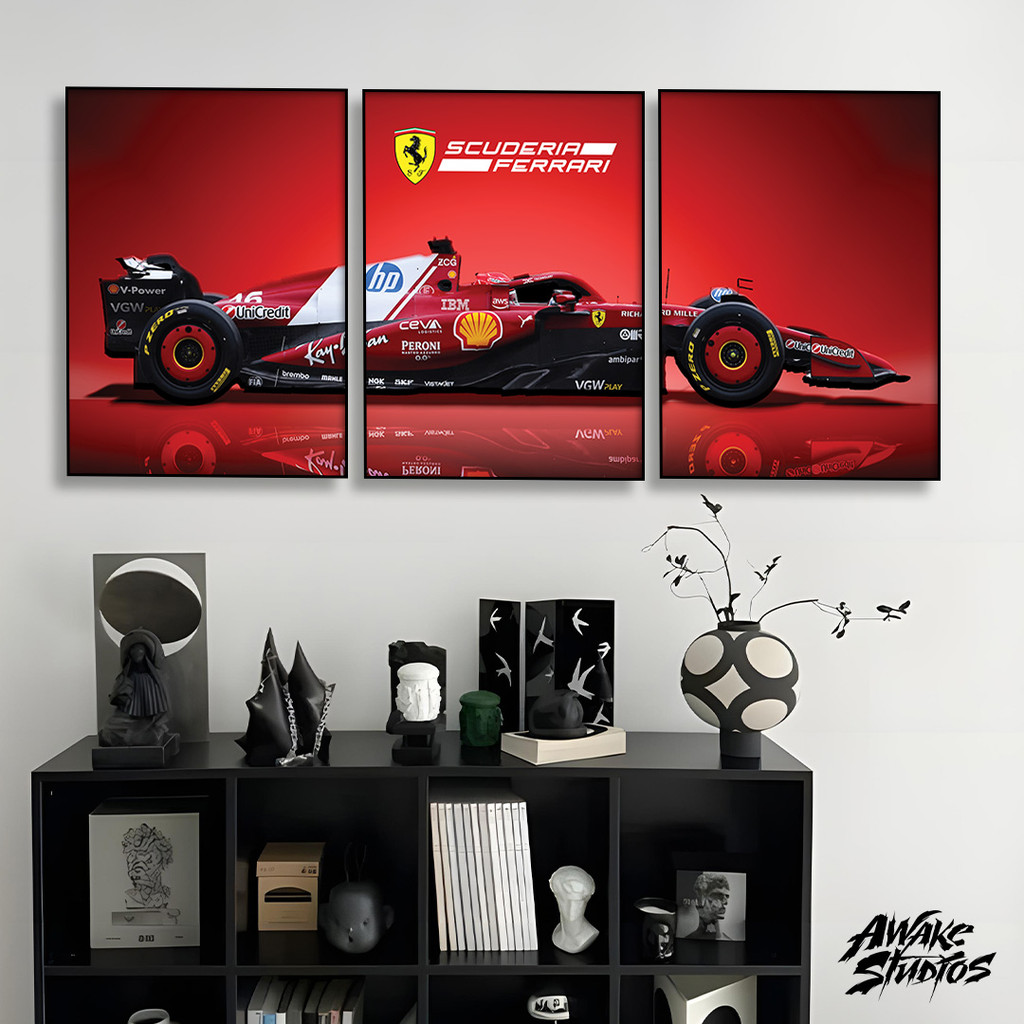 โปสเตอร์เฟรมรถสูตร 1 3 ชิ้น – Motorsport F1 ตกแต่งห้อง / ห้องนั่งเล่น