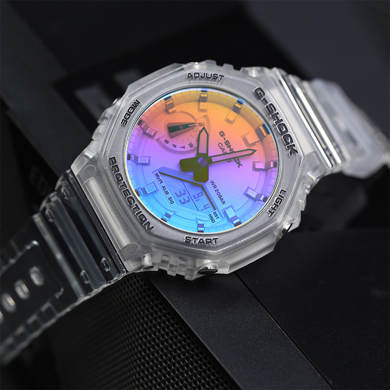 Casio g-shock นาฬิกาผู้ชายอินเทรนด์สายรุ้งสไตล์ใหม่ GA-110SR-1A/2100SRS/DW-5600