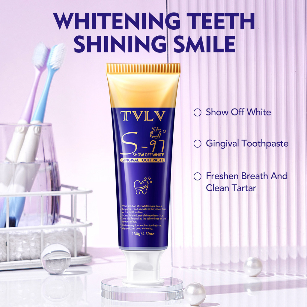 All English S-97 Dazzling White Gum Care Toothpaste 130g Clean Tooth Fresh Oral Care ยาสีฟัน