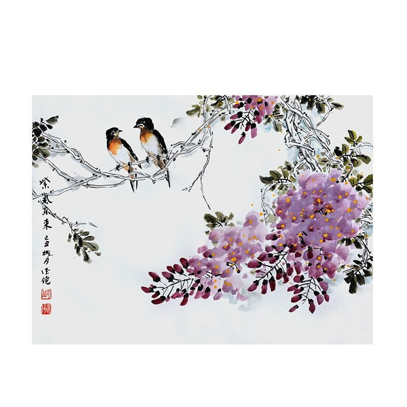 TB Spot Goods#Purple Aura Comes from the East Magpie Brings Good News Living Room Study Bedroom Wall