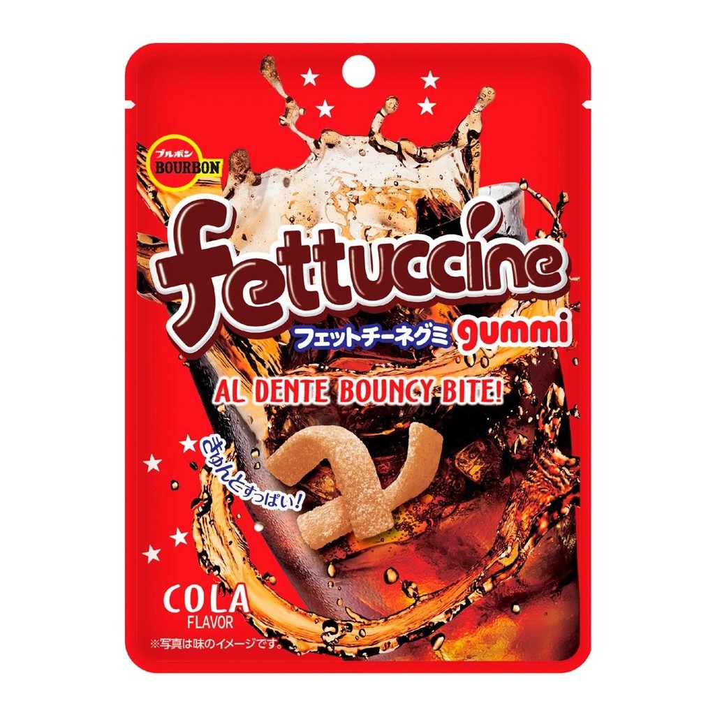 เบอร์บอน วุ้นเจลาตินสำเร็จรูปรสโคล่า 50กรัม Bourbon Fettuccine Gummi Cola Aji 50g.
