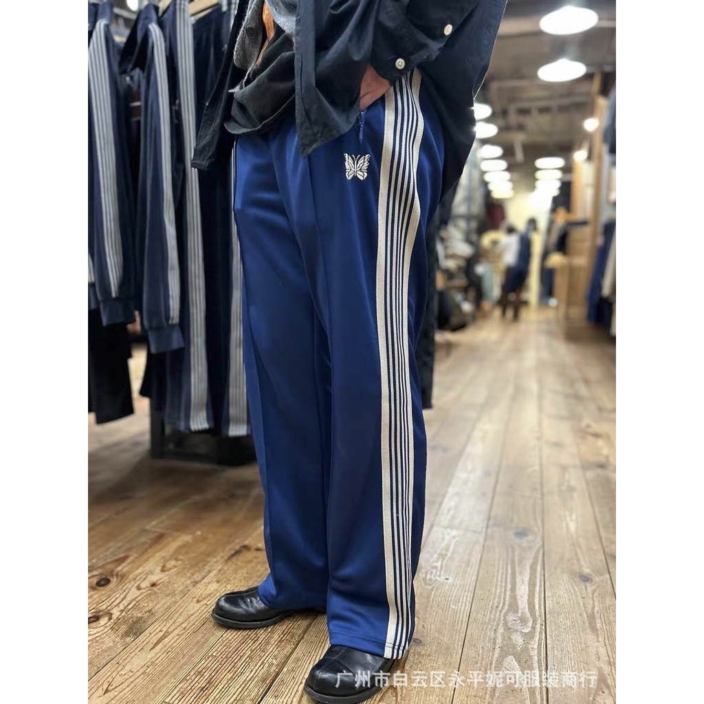 NEEDLES TRACK ROYAL PANTS Japanese Retro Ribbon Sports Casual Loose Long Pants