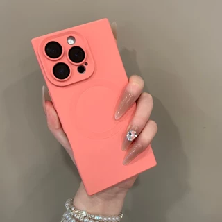 Premium Square Design Matte Anti-Fingerprints Magnetic Protective Soft Case สําหรับ iPhone 11 12 13 14 15 16 17 Pro Max 14plus 17 Air