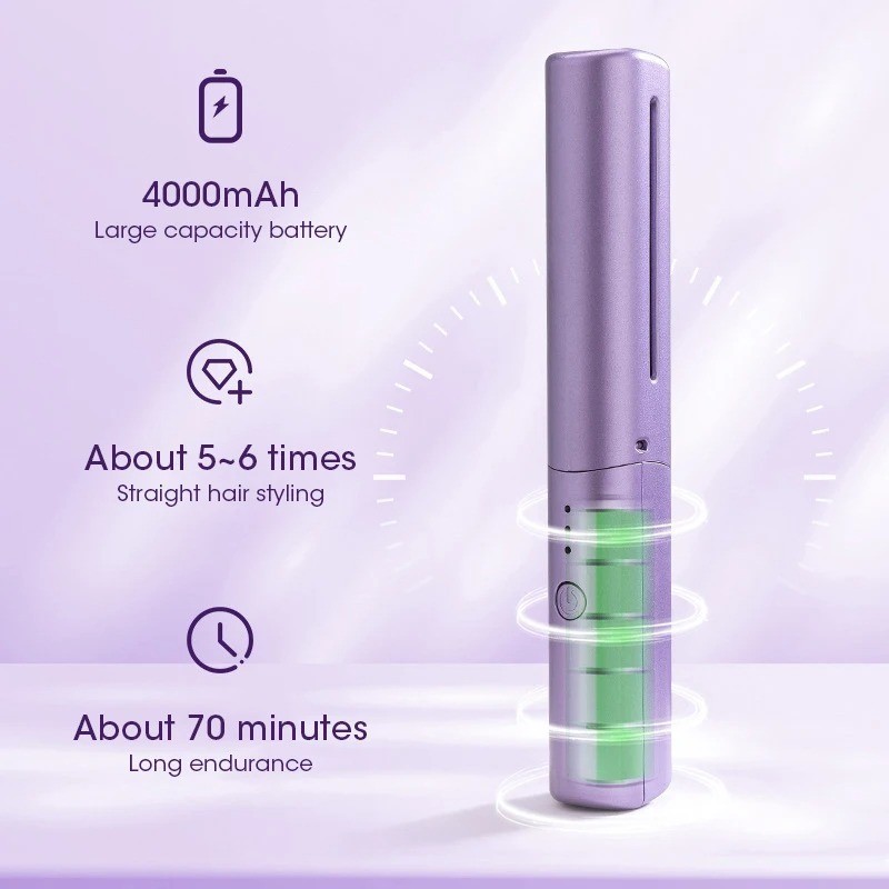 หวีไฟฟ้าไร้สาย หวีผมตรงไฟฟ้า 2in1 หวีม้วนผม เครื่องหนีบผมหวียืดผมไร้สาย แบบพกพา ร้อนเร็ว ชาร์จไฟได้ - รูปที่ 6