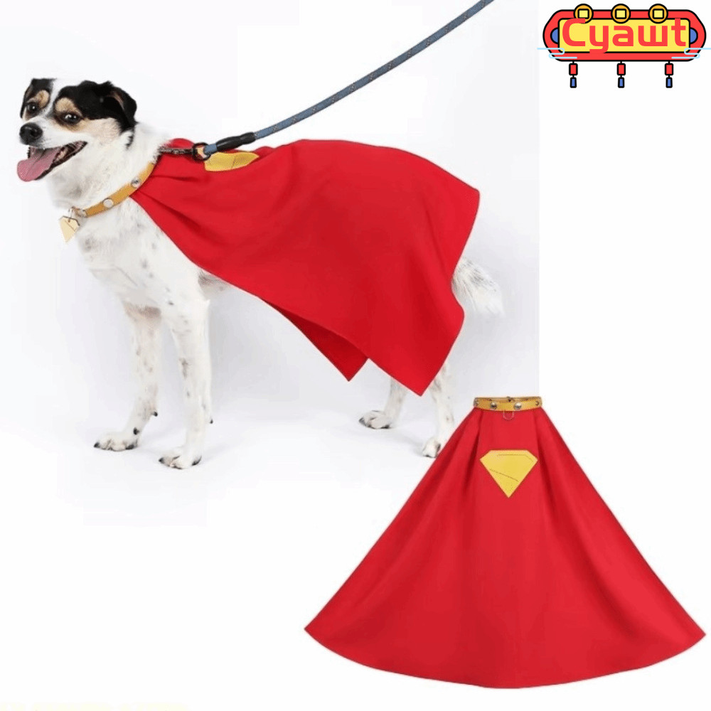 CYAWT ชุดสุนัขซูเปอร์ฮีโร่, ปกอ่อนเสื้อคลุมสีแดง Superdog Krypto เครื่องแต่งกาย, แท็กพิมพ์ Superman 