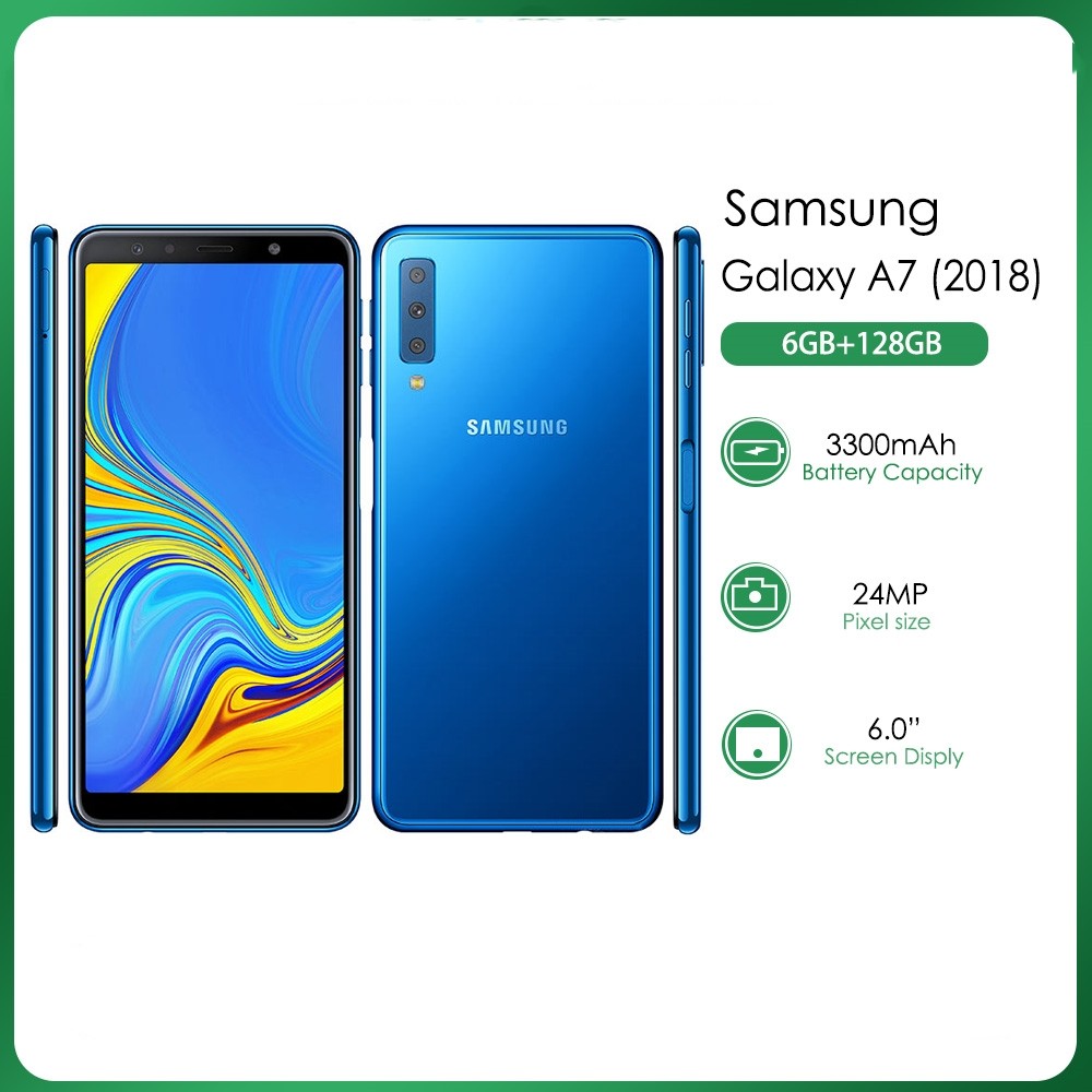 Original Samsung Galaxy A7 (2018) A750F 4G 2 SIM 4GB RAM 128GB ROM 24MP 6.0 Android 8 สมาร์ทโฟนลายนิ