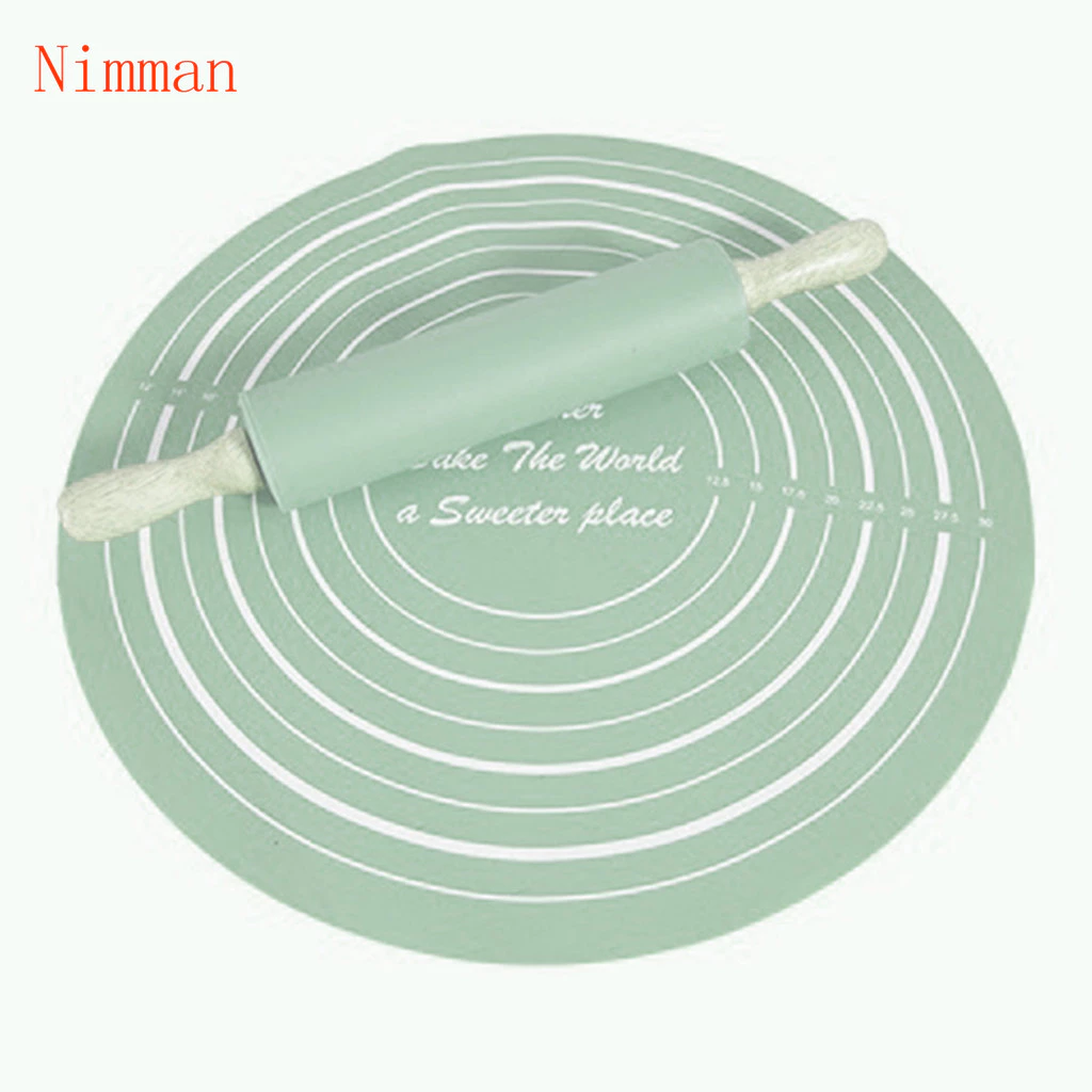 【ได้รับใน 1-3 วัน 🔥】2in1 ซิลิโคนเบเกอรี่ Rolling Pin ชุดนวดชุดไม้ Rolling Pin Non-Stick ซิลิโคน Baking Mat Dough Pad Pastry Board