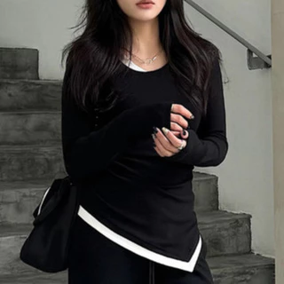เสื้อยืดแขนยาวผู้หญิงแฟชั่นคอสูงสวย สไตล์เกาหลีเน้นสวมใส่สบาย เนื้อผ้าดีไม่ขึ้นขน ใส่ชั้นในหรือมิกซ์แอนด์แมทช์กับเสื้อคล
