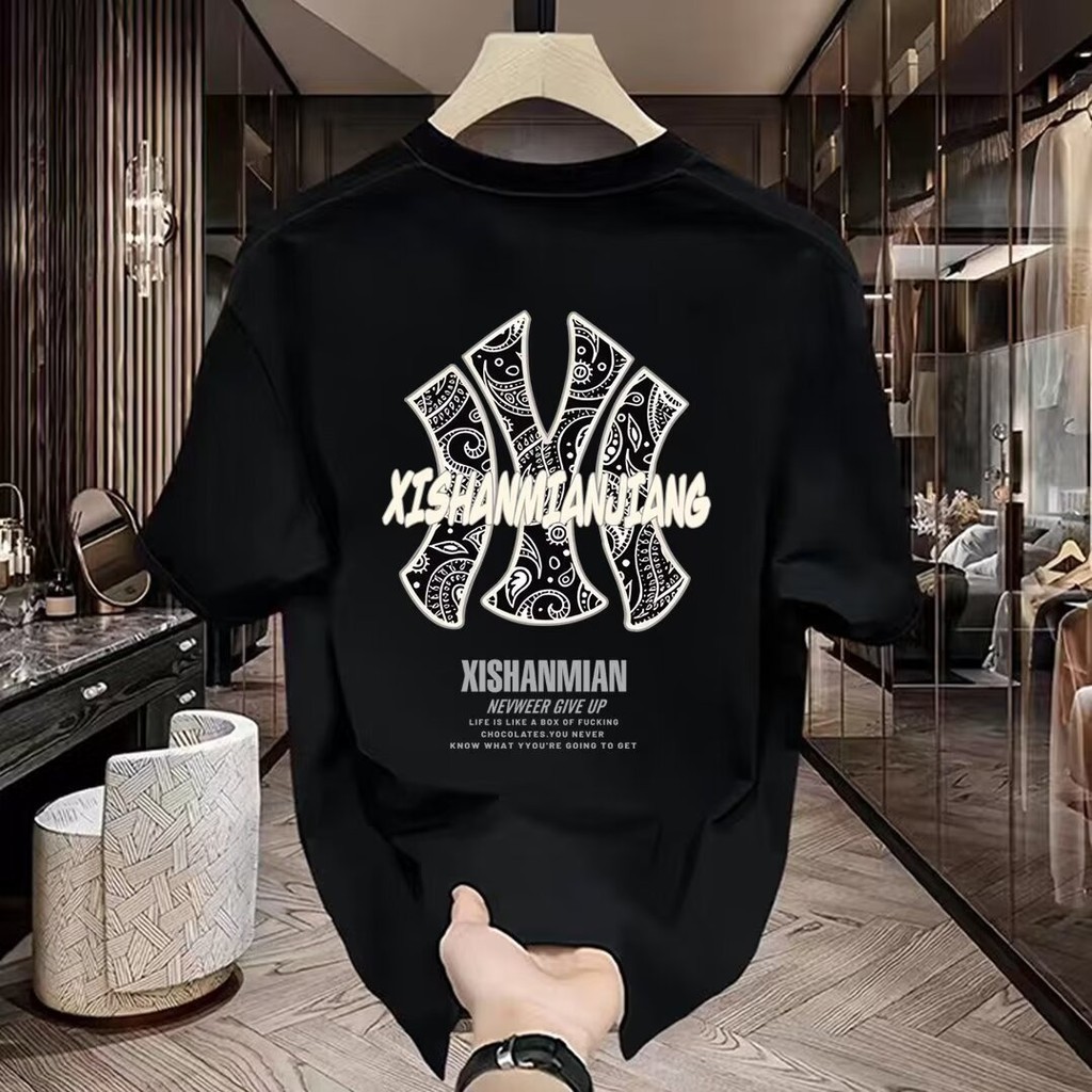 เสื้อยืด เสื้อยืดแขนสั้น Cotton 100% ใส่สบาย เสื้อยืดโอเวอร์ไซส์ พิมพ์ลาย “DIR NY” สวมใส่สบาย สไตล์ถนน ราคา ถูกที่สุด ดีลบีเคเค
