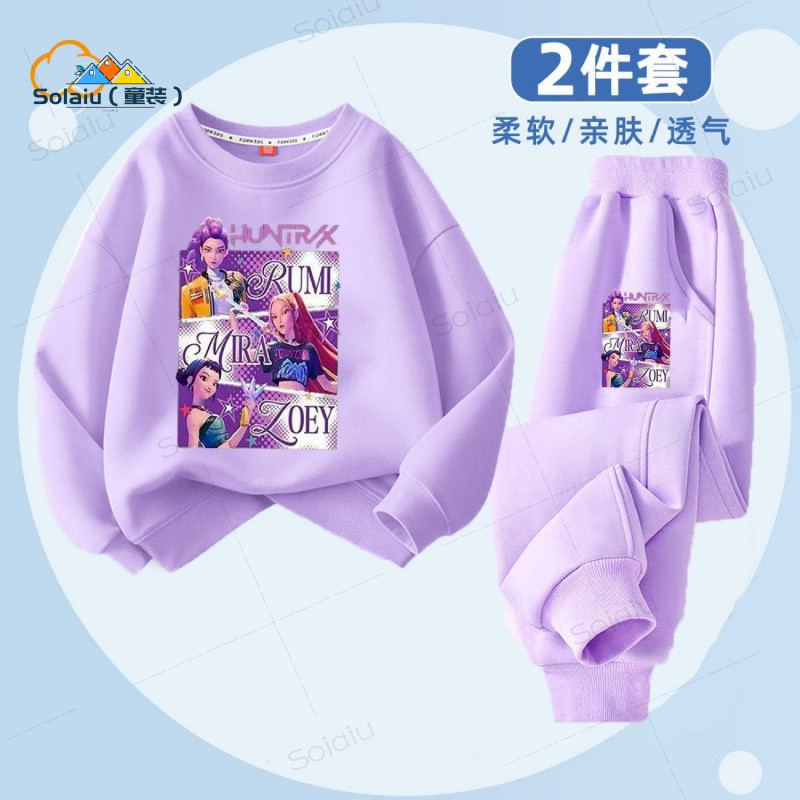 สาวแขนยาวสูทสไตล์เคป๊อป สำหรับเด็ก ฤดูใบไม้ผลิและฤดูใบไม้ร่วง มีการเสริมรอบคอให้น่าสวมใส่