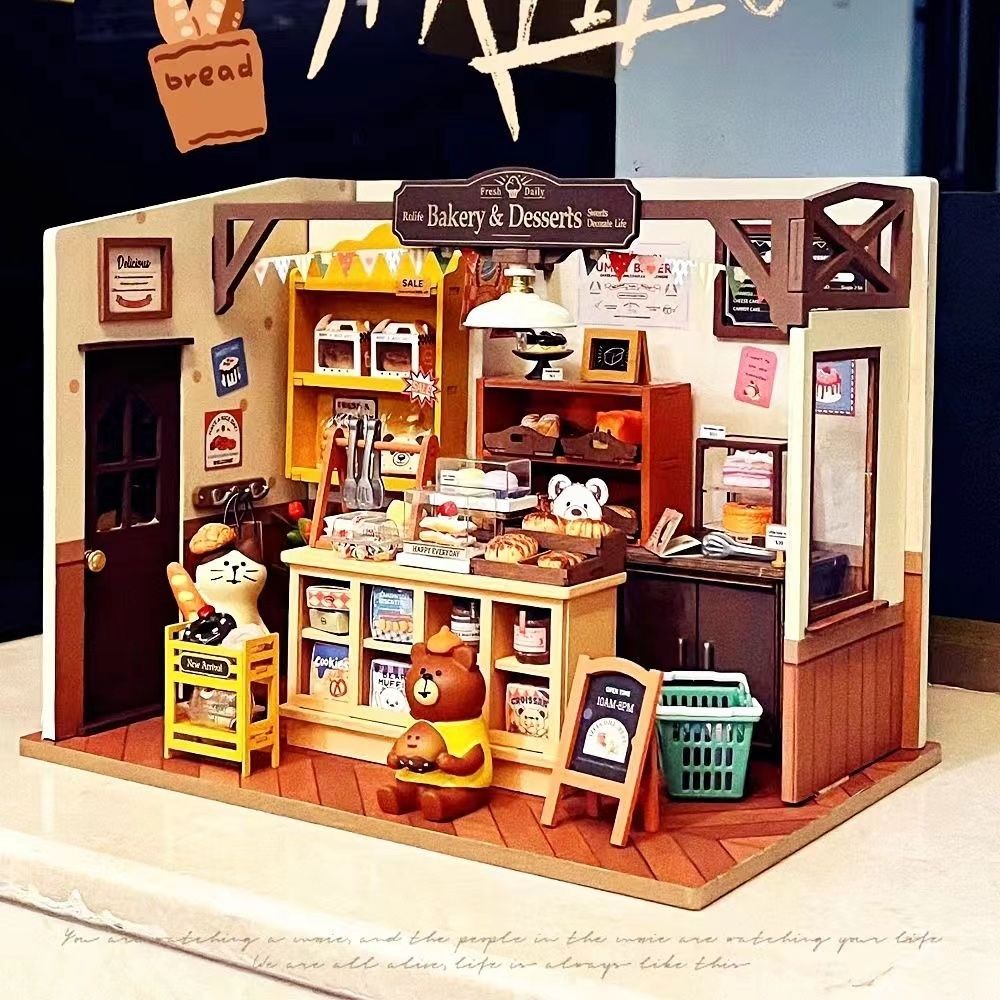 Ruozai Ruolai Beccas Bakery DIY Handmade Cottage Small House Art Model High-value Creative Shop