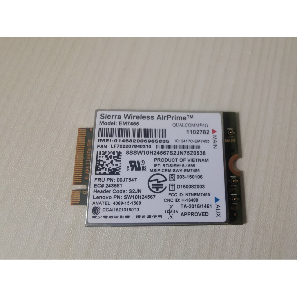 Lenovo EM7455 X260 T460 X1 P50 T460S 4G การ์ดเครือข่าย 00JT547 Original 4G โมดูล