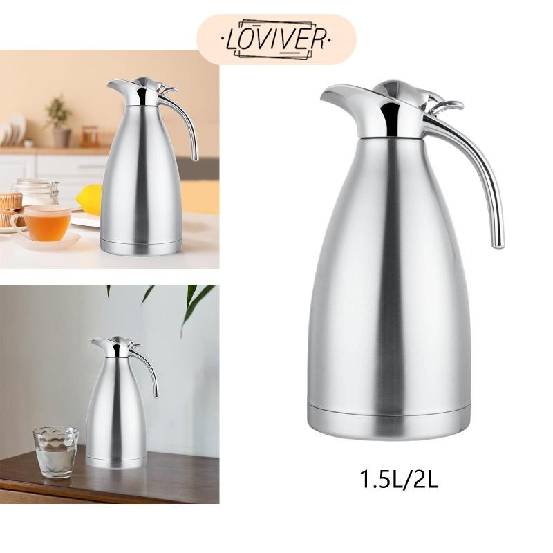 LOVIVER โถกาแฟเก็บความร้อนสแตนเลสพร้อมฝาปิดสุญญากาศเหยือกทนอุณหภูมิสูงกาต้มน้ําสูญญากาศผนังคู่สําหรับเครื่องดื่ม