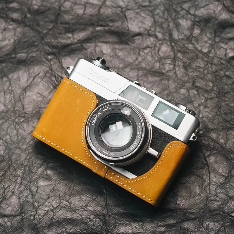 QL17 II/QL17 III กรณี Handmade ครึ่งกรณีหนังกล้องครึ่งสําหรับ Canon QL19 II/QL19 III กรณีหนังสายคล้อ