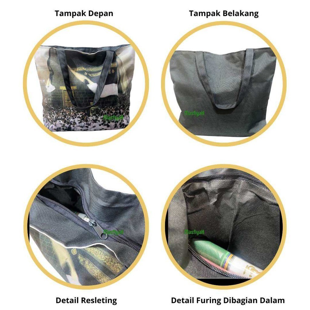(12PCS) TOTEBAG PRINTING TOTE BAG TOTEBAG CANVAS TOTEBAG ZIPPER TOTEBAG CASUAL BAG SCHOOL BAG ISLAMIC MOTIF TOTEBAG PRINTING MAKKAH MADINAH BY HAJI UMRAH TM ราคา ถูกที่สุด ดีลบีเคเค แกลเลอรีภาพที่ 5