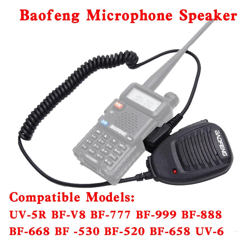 Baofeng Walkie Talkie ไมโครโฟนลําโพง Dual PTT สําหรับ Baofeng Ham วิทยุ BF-888S UV-82 UV-5R BF-V9 วิ