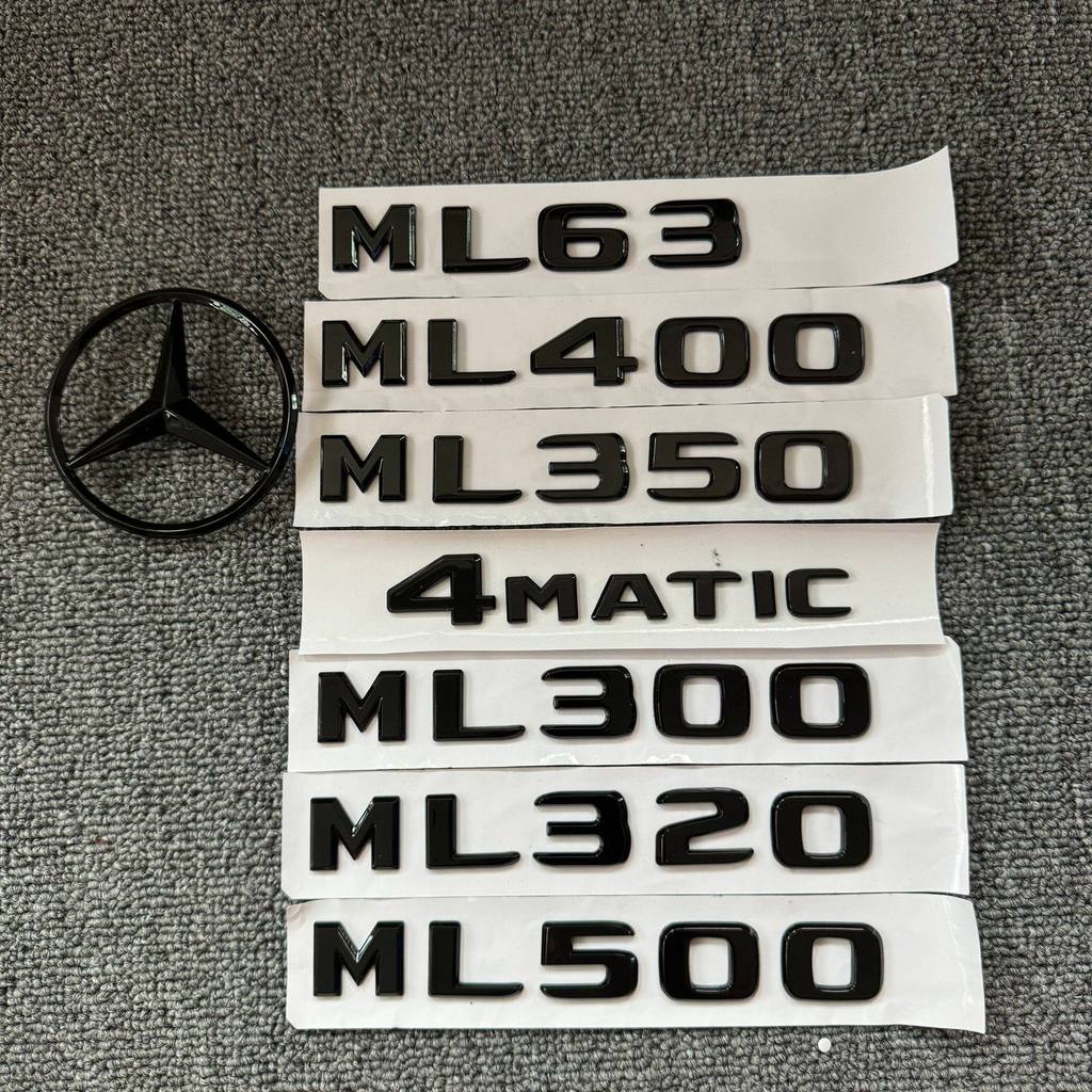 Modified Benz ML63 ML350 ML400 ML350 ML500 ML300 Bright Black Tail Label สติกเกอร์ฉลากด้านหลัง