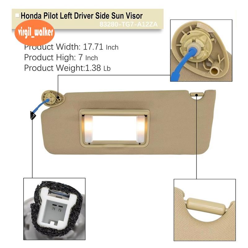 ที่บังแดดสําหรับนักบิน Sun Visor 83280-TG7-A12ZA 83280-TG7-A12ZB 83280-TG7-A11ZB ซ้าย