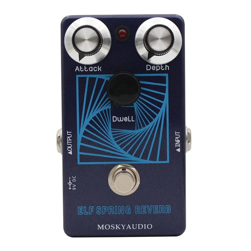 Mosky ELF Spring Reverb Effect Pedal, Vintage Voiced Reverb กีตาร์เหยียบโจมตี/Depth/Dwell Control