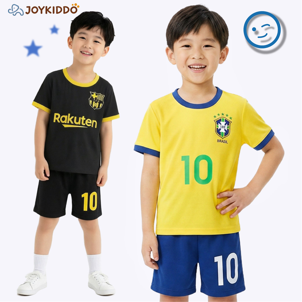 ชุดกีฬาฤดูร้อนระบายอากาศสำหรับเด็กผู้หญิงอายุ 1-10 ปี เสื้อยืดแขนสั้นสำหรับเด็กผู้ชาย ชุดฟุตบอลน้ำหนักเบา สไตล์เด็ก