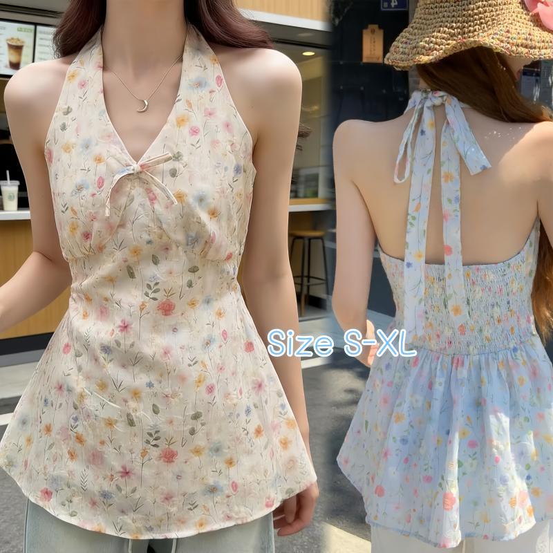 DODE 99477#เสื้อกั๊กพิมพ์ลายสำหรับผู้หญิงรุ่นใหม่สำหรับฤดูร้อนปี 2026 เสื้อกั๊กพิมพ์ลายสไตล์เกาหลี ทรงเข้ารูปช่วงเอว