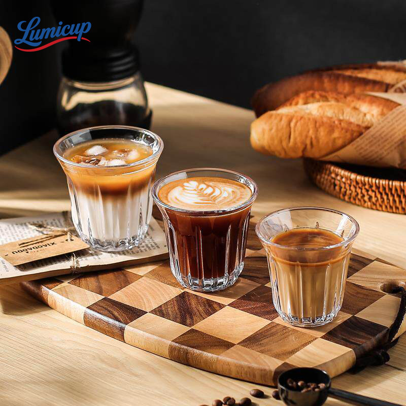 แก้วกาแฟร่องตั้ง 3ไซส์ 100/130/160ml สำหรับคาเฟ่ ร้านกาแฟ เสิร์ฟเอสเปรสโซ่ ลาเต้ คาปูชิโน่
