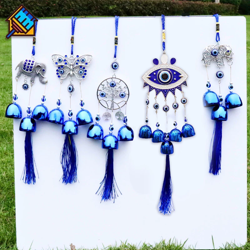 COD กระดิ่งลม กระดิ่งลมฮวงจุ้ย โมบายฮวงจุ้ย ดวงตาปีศาจ สีฟ้า EVIL EYE เสริมดวงชะตา นำโชคดี ของตกแต่งผนัง/ประดับรถ