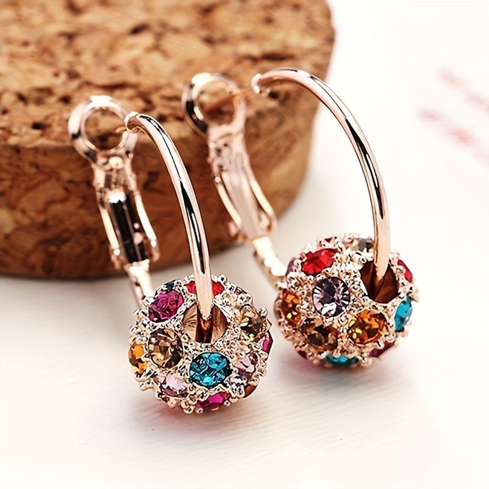 Creative Crystal Ball สีเพชร Lucky Ball Transfer ลูกปัดต่างหูต่างหูต่างหู 66g16