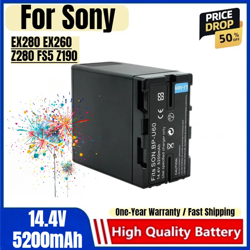 BP-U60 แบตเตอรี่ 14.4V 5200mAh แบตเตอรี่และเครื่องชาร์จสําหรับ Sony EX280 EX260 Z280 FS5 Z190 แบตเตอ