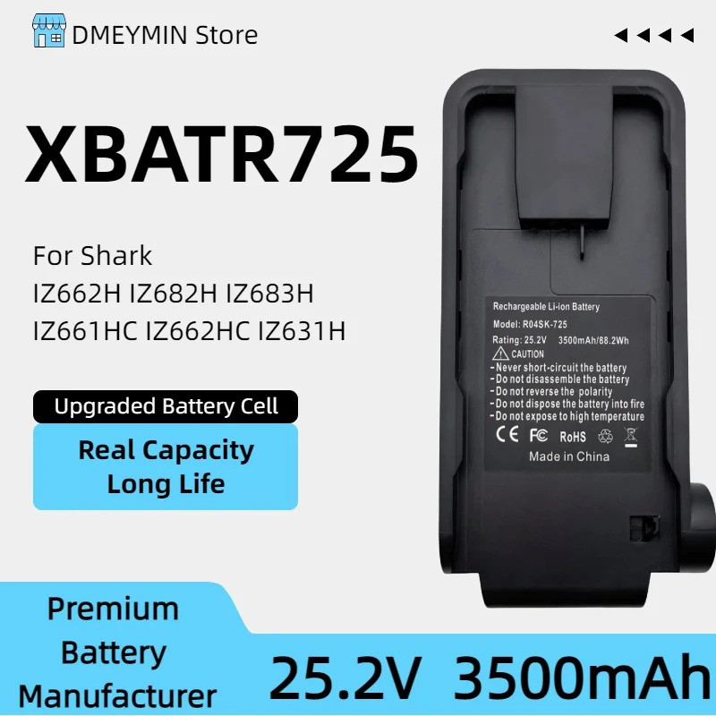 25.2V 3500mAh แบตเตอรี่ XBATR725 สําหรับ Shark IZ662H IZ682H IZ683H IZ661HC IZ662HC IZ631H ไร้สายเคร
