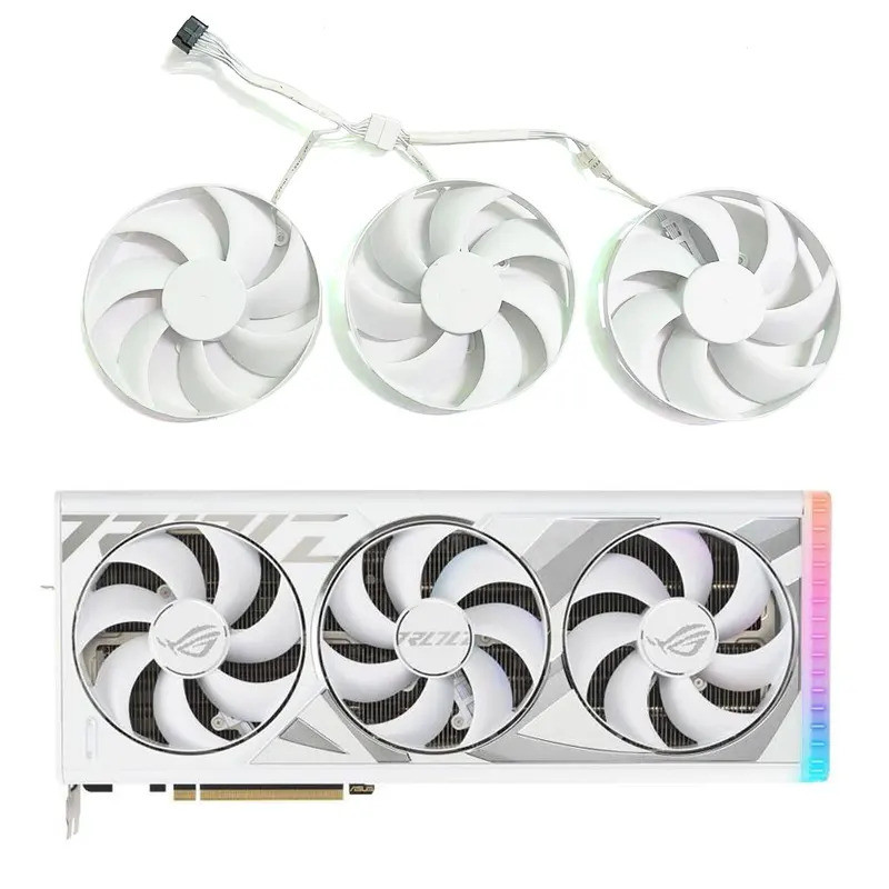 *T129215BU CF1015U12D RTX4080 4090 พัดลม GPU สําหรับ Asus Rog Strix GeForce RTX 4080 RTX 4090 สีขาว 