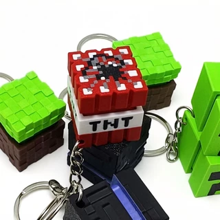 3D พิมพ์ Minecraft Creeper TNT Clicker พวงกุญแจ Fidget ของเล่น Pixel Block กระเป๋าเป้สะพายหลัง Charm ของขวัญ