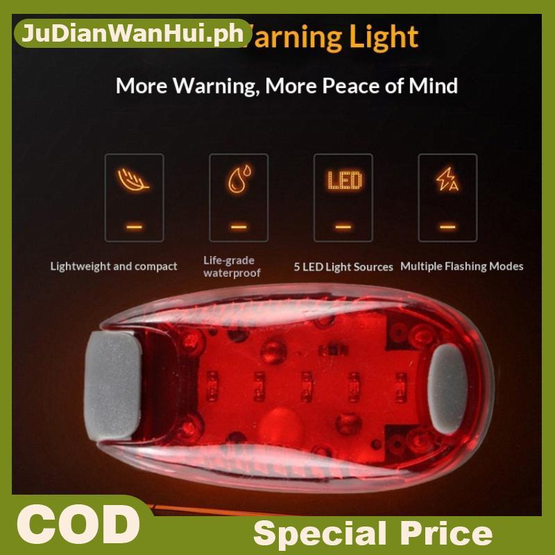 JuDianWanHuile LED ไฟเตือนความปลอดภัย 5 LED สว่างกันน้ําน้ําหนักเบาโหมดแฟลชสําหรับขี่จักรยานกลางคืนเ