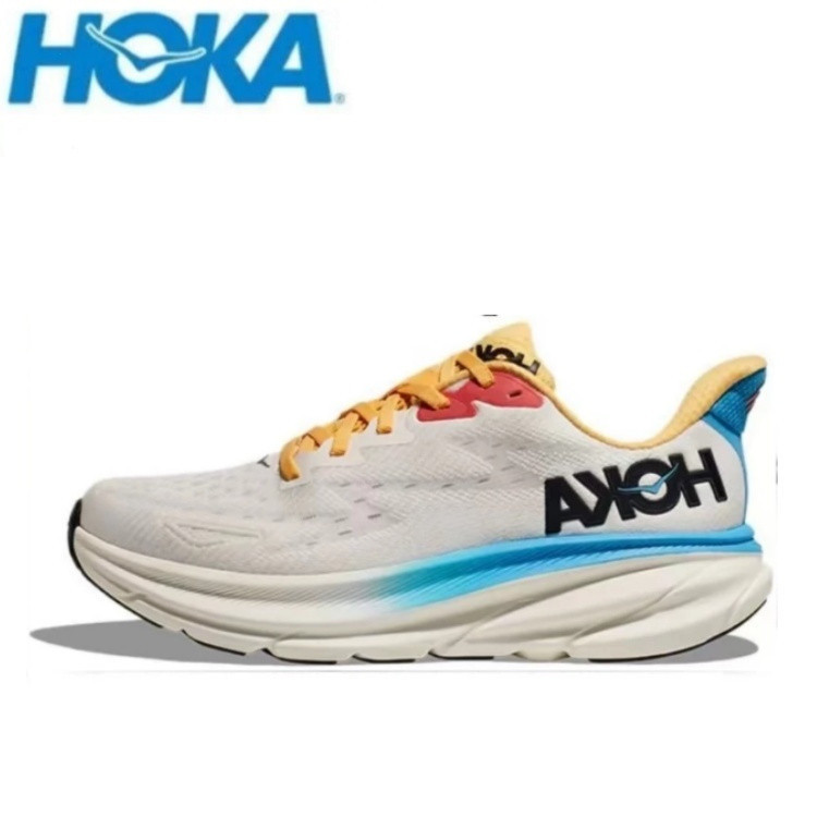 HOKA One One Clifton 9 Low Cut Running Shoes รองเท้าผ้าใบผู้ใหญ่ สีขาว น้ําเงิน R6HO SJIE