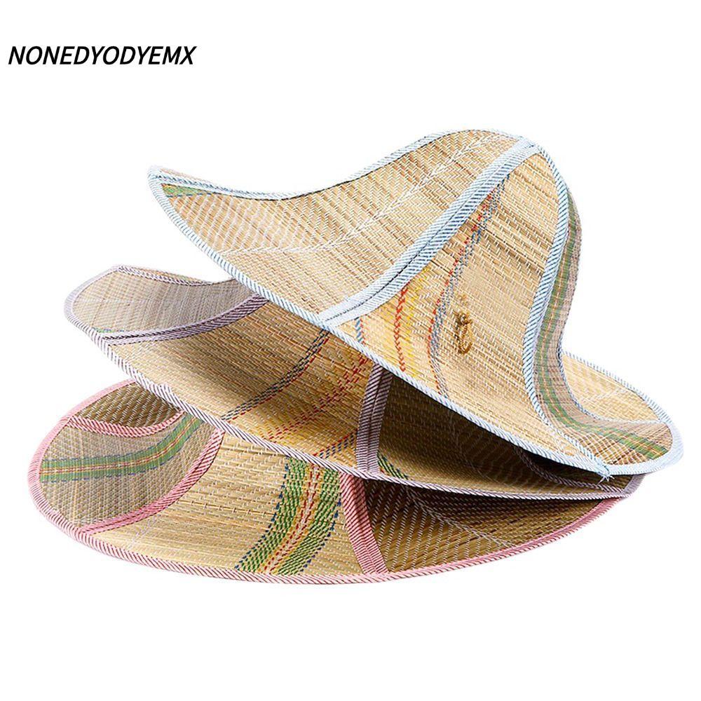 NONEDYEMX หมวกฟางพับแบบพกพา Big Visors หมวกบังแดดหมวกชาวประมงปีกกว้าง