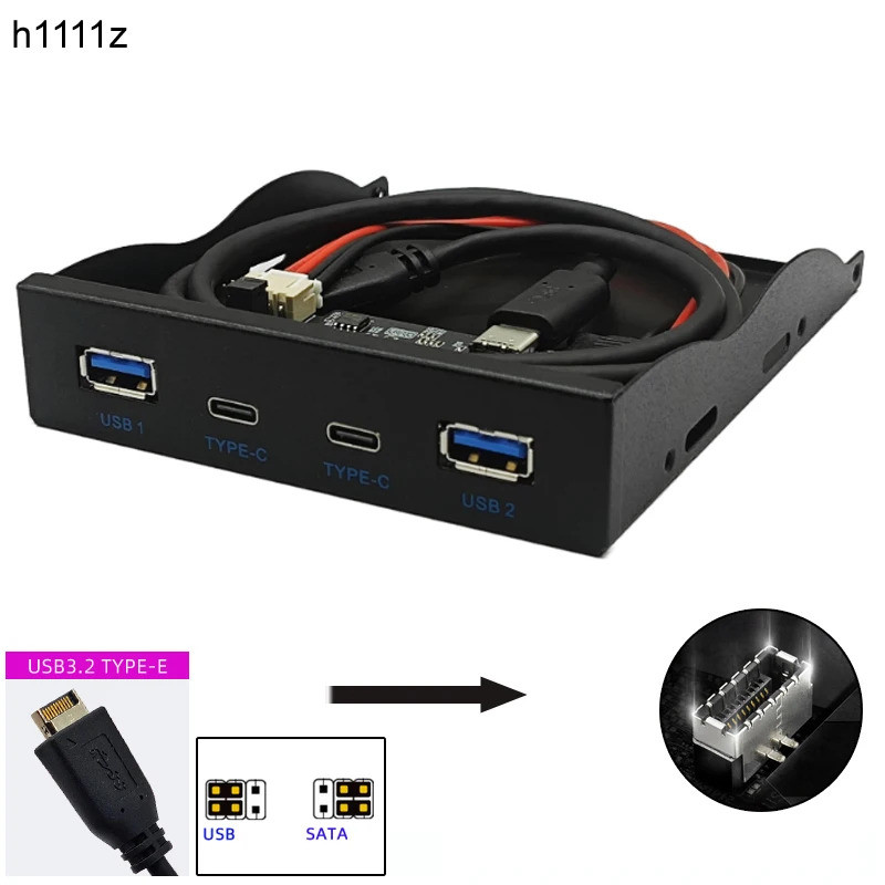 ใหม่ 10G USB 3.2 GEN2 แผงด้านหน้า HUB 2x USB3.2 GEN2 + 2x TYPE-C อะแดปเตอร์ TYPE E ถึงด้านหน้าประเภท