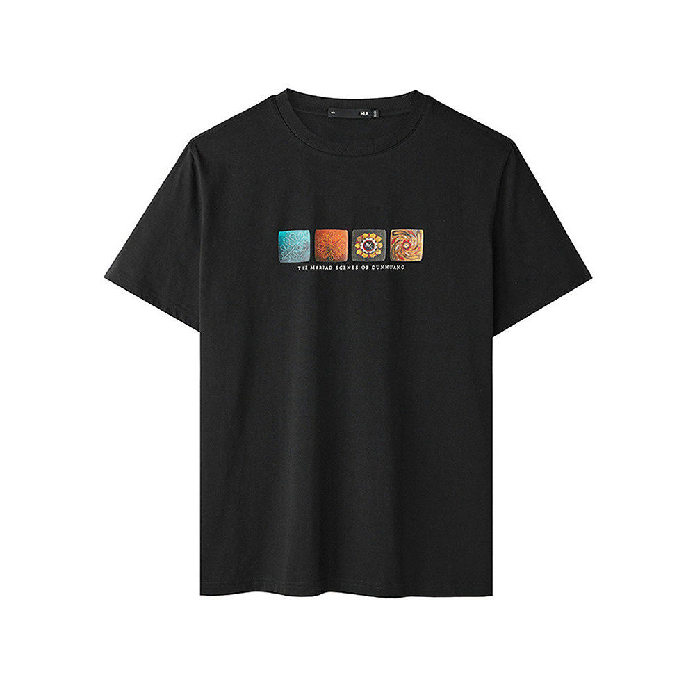 HLA/Hailan Home เสื้อยืดแขนสั้นใหม่รอบคอระบายอากาศพิมพ์เสื้อยืดสั้นสําหรับผู้ชาย