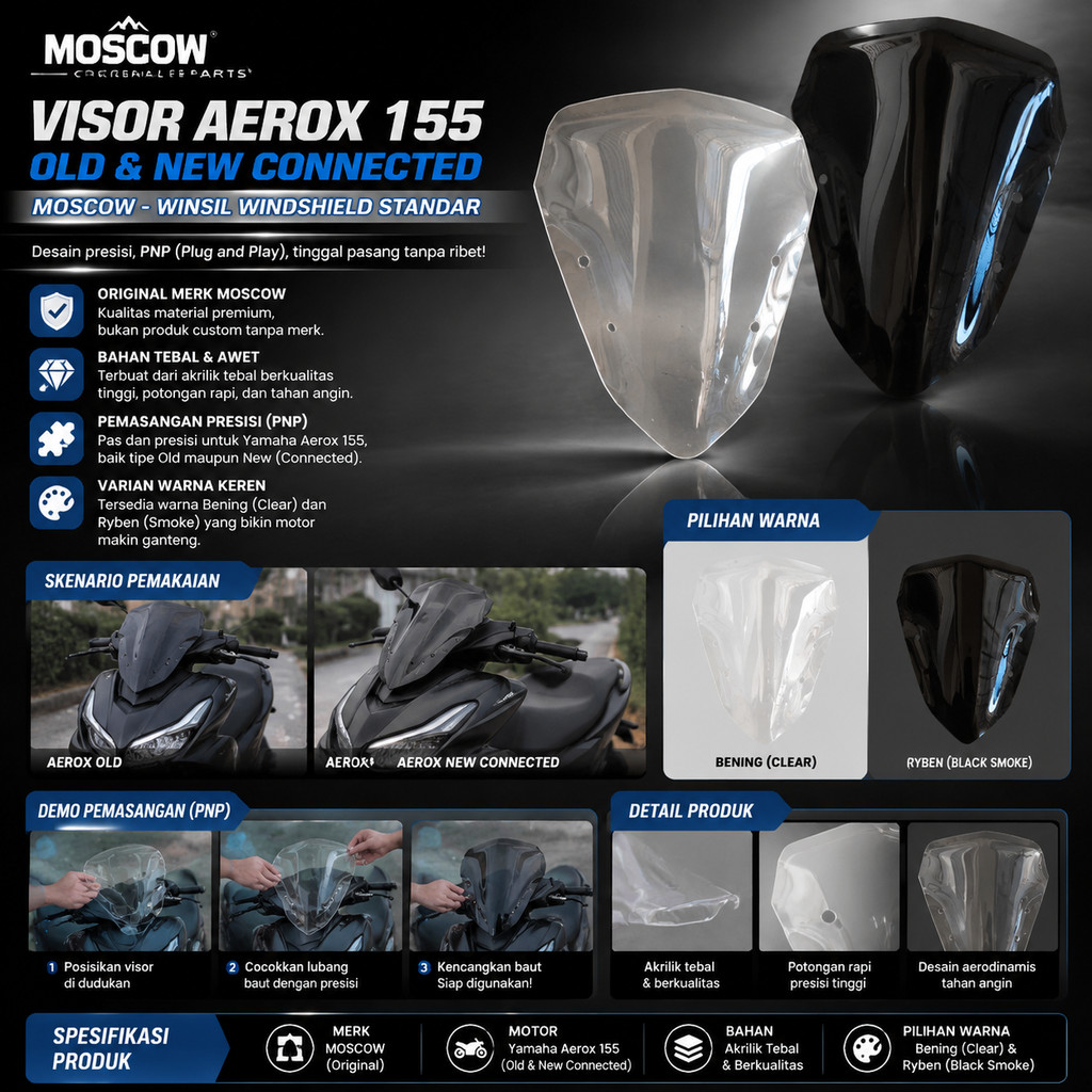 Aerox Visor Aerox เก่า Visor Aerox เชื่อมต่อ Visor Aerox 155 ใหม่ Visor Aerox Clear Winsil Yamaha Ae