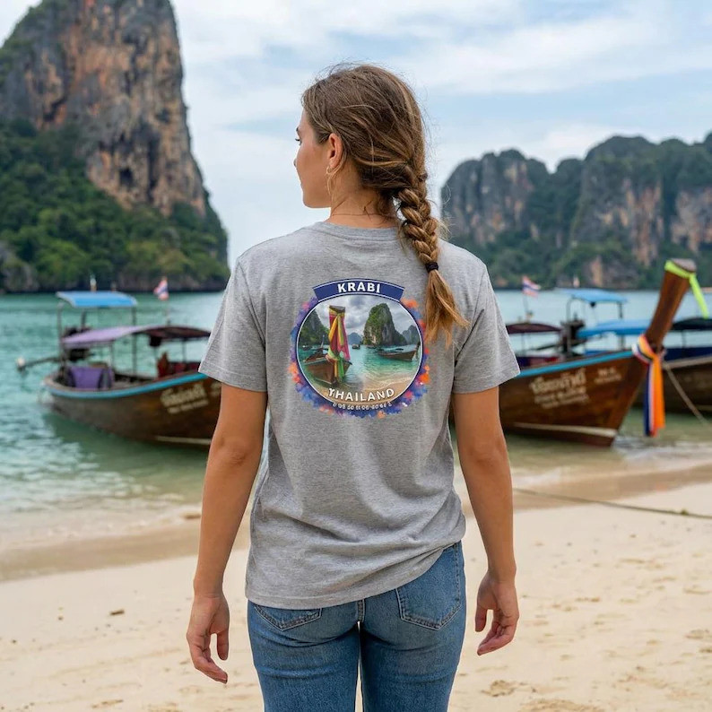 Krabi Thailand Map T-Shirt | Beach Island Hoppin Travel Tee
