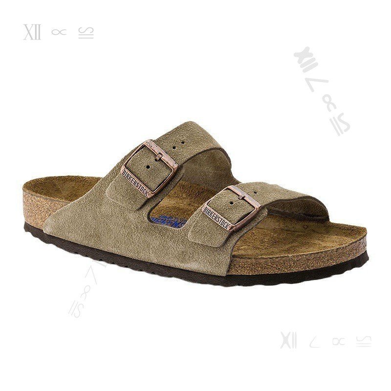รองเท้า Arizona Thick Soled Birkenstock, รองเท้าแตะ Cork Soled, รองเท้าแตะ Boken หนังเคลือบ Unisex D