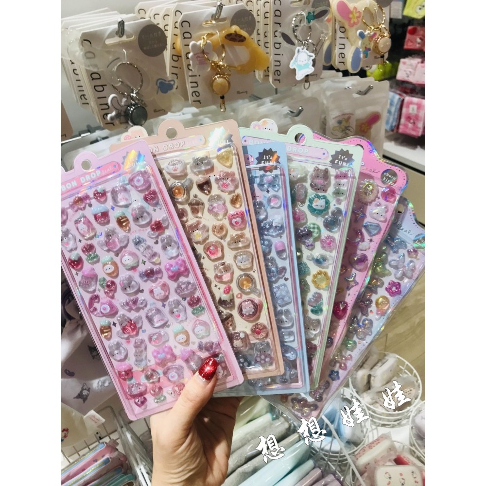 ญี่ปุ่นญี่ปุ่น BONBON DROP กระต่ายแมว Candy Rainbow Jelly สติกเกอร์ 3D สามมิติคู่มือเคสโทรศัพท์สติกเ
