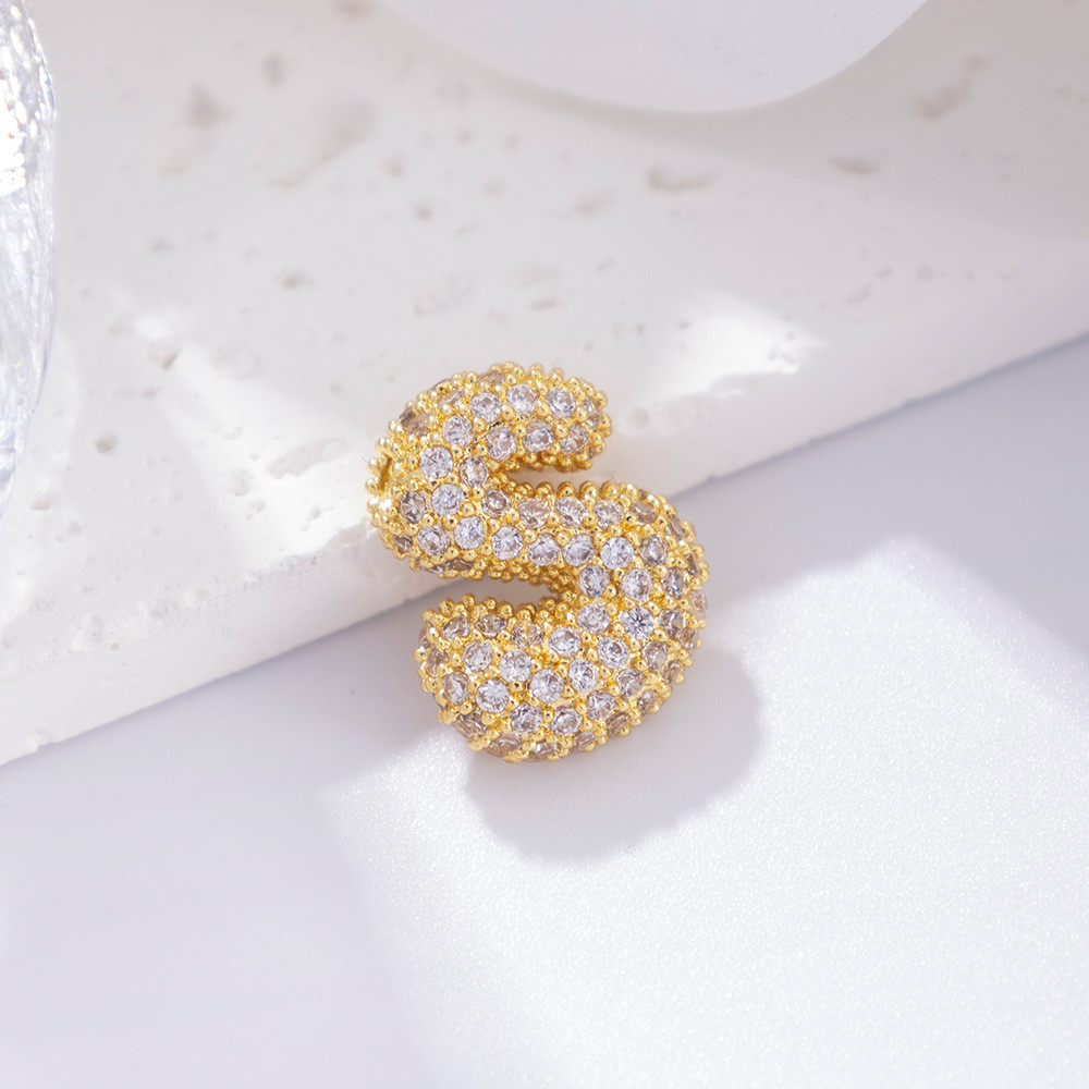 26 สร้อยคอตัวอักษรภาษาอังกฤษ Gold-Plated Zircon จี้โซ่ไขมันรอบบอลลูน Bubble Clavicle Chain น่ารัก 2R