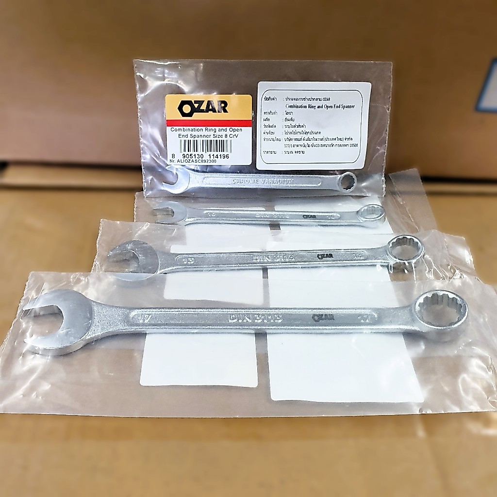 ประแจ เบอร์ 8,10,11,13,14,17 mm. ozar ใช้ ขัน คลายน็อต สกรู ประแจปากตาย ประแจแหวน ประแจแหวนข้าง WRENCH