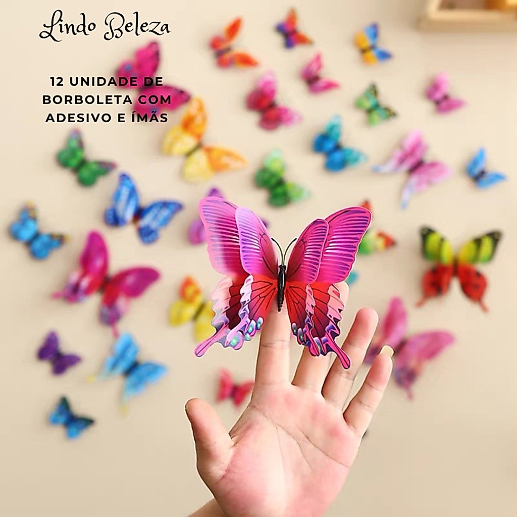 🦋พร้อมส่ง🦋 ผีเสื้อ 3มิติ สวย ลายเหมือนจริง 1ชุดได้12ตัว 3D Butterfly ปีก2ชั้น Double Layer ส่งจากไทย