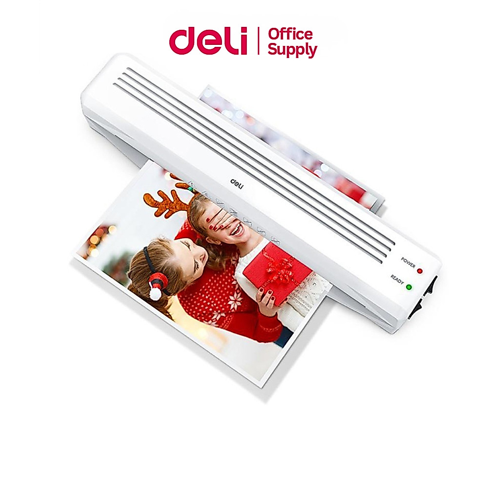 Deli เครื่องเคลือบกระดาษ A3/A4 เคลือบร้อน/เย็น เร็ว 320 มม./นาที ตัดไฟอัตโนมัติ น้ำหนักเบา Laminator