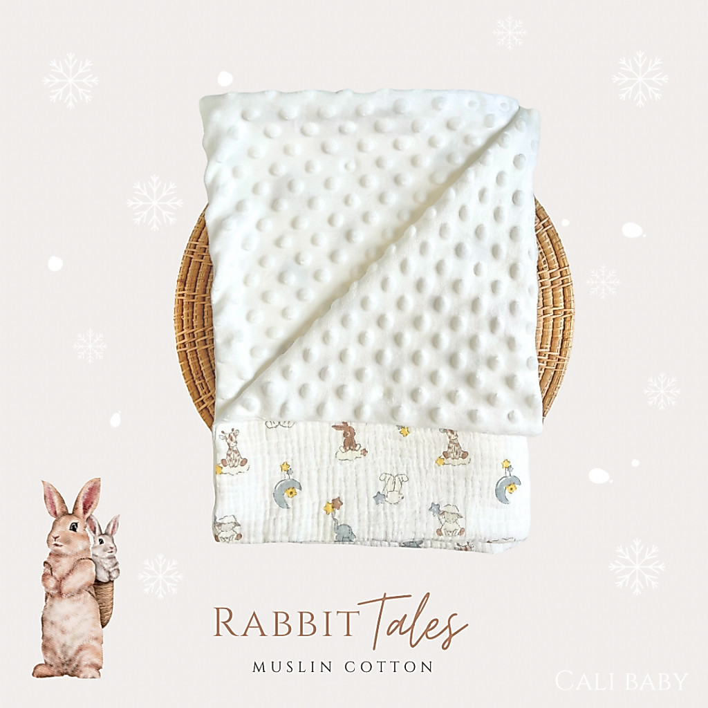 Cali ผ้าห่มกันสะดุ้ง ดอทมิ้ง ผ้ามัสลินทอ*ขนาด 70*100 cm *Collection Tenderfield💐*ป้าย Cali baby